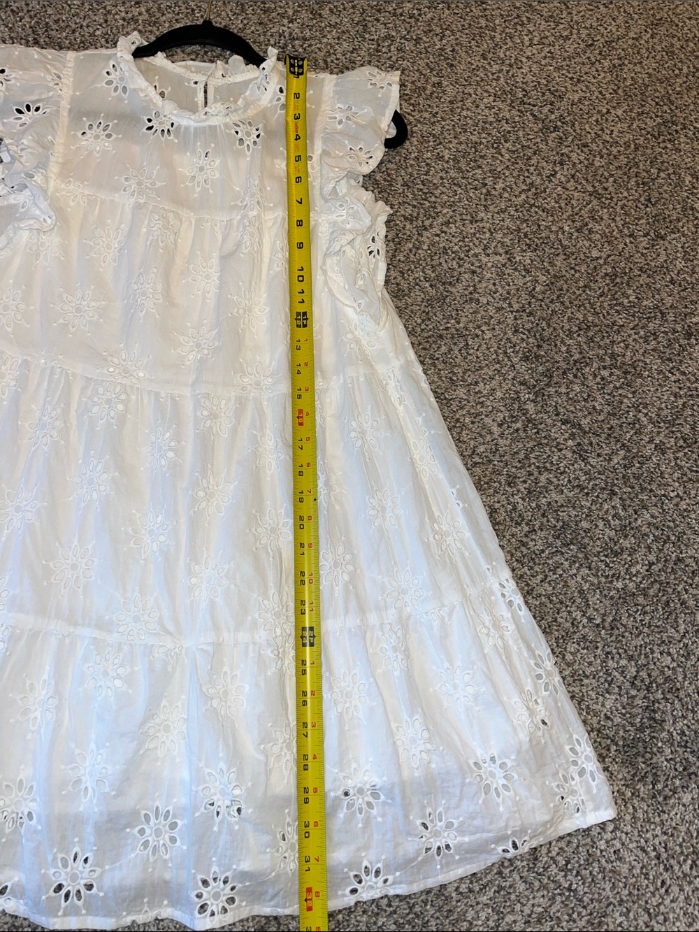 Entro White Eyelet Ruffle Mini Dress Medium - Picture 14 of 16